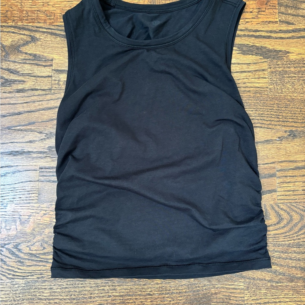 Lululemon Black Muscle Tank with Ruched Sides